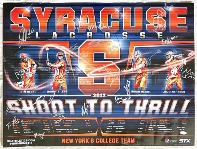 2012 Team Signed/Autographed Syracuse University Men's Lacrosse 16X20 Ncaa