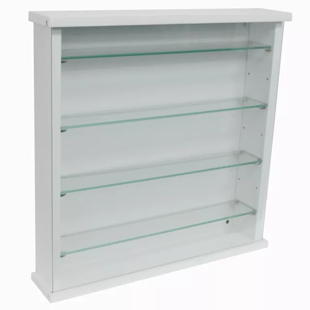 EXHIBIT  MDF Wood 4 Shelf Glass Wall Display Cabinet  White 3313OC