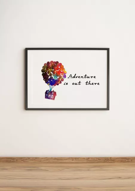 Disney Up -Adventure is out there Poster Print Watercolor Art Artwall Home decor 2