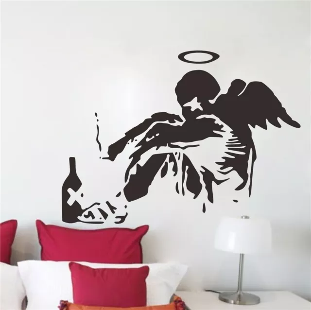 Banksy Fallen Angel Drunk Smoking Vinyl Wall Sticker Art Mural Decal Home Decor 2