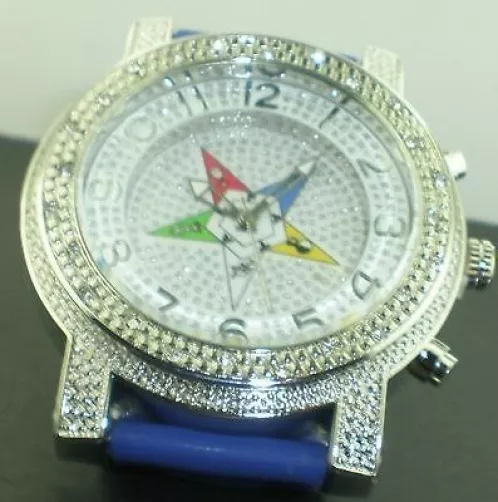 Five Point Star Silver Face Color Logo Unq Blue Bullet Band Watch