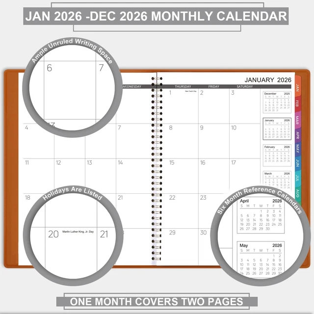 2026 MONTHLY PLANNER 2026 Calendar/Planner 12 Months with Faux