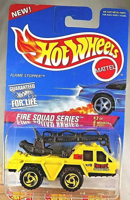 1996 Hot Wheels #426 Fire Squad Series 3/4 FLAME STOPPER Yellow w/Yellow SB Sp