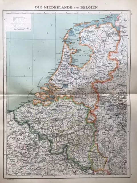 Landkarte Niederlande und Belgien, Amsterdam, Brüssel, Hettner, Otto Spamer 1900