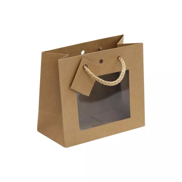 10 PZ Busta Shopper regalo plastificata AVANA con finestra 24x14x19.5 cm 18LW