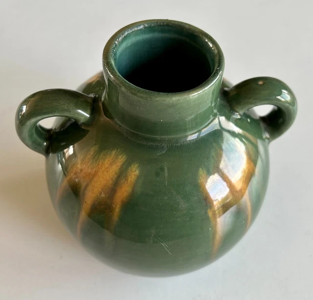 Petit Vase Vintage Des Années 1930 - Céramique Peinte Multicolore Floral - 9x11 Cm - Parfait état