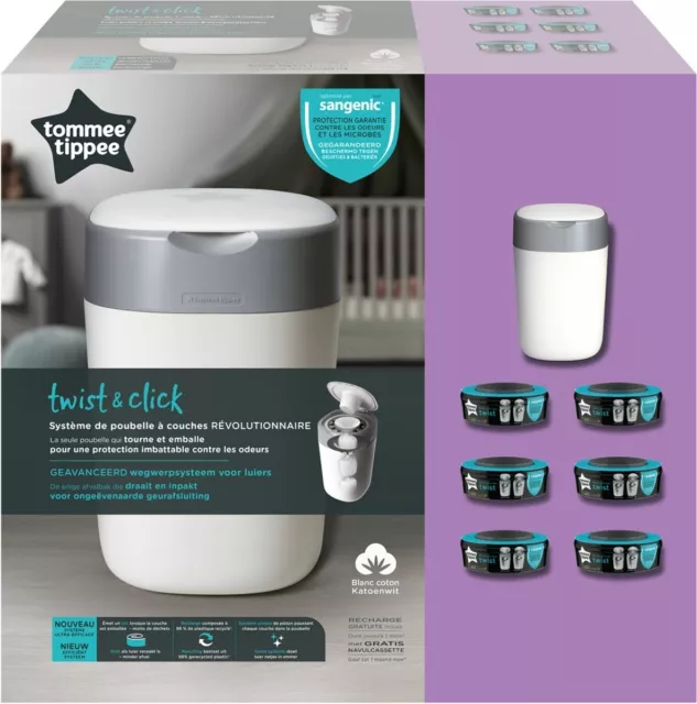 Tommee Tippee Sangenic Twist & Click Starterset Behälter + 6 Nachfüllkassetten