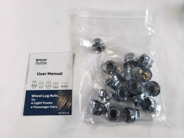 PSGSP Chrome M14x2.0 Wheel Lug Nuts Two-Piece Flanged Flat Face OEM Style 16pcs