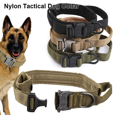 Tactical Military K9 Dog Training Collar With Metal Buckle For Heavy Duty Dog US