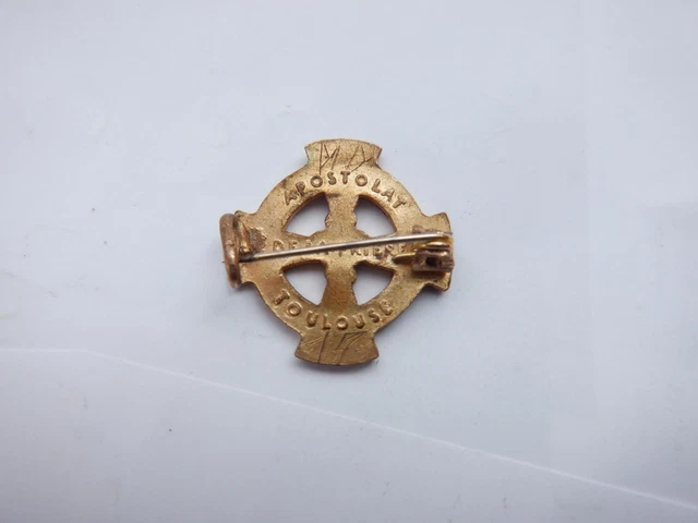 Broche émaillée Religieuse IHS Toulouse - Épingle Plaquée Or Jaune, Occasion
