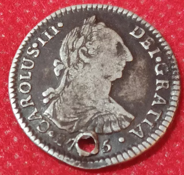 BOLIVIA POTOSI 1 Real 1775 JR CARLOS III. Holed