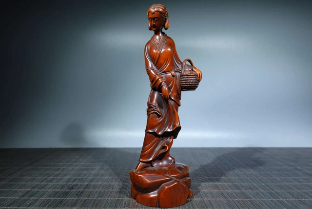 Chinese Natural Boxwood Hand-carved Exquisite Beauty Statues  AC1016