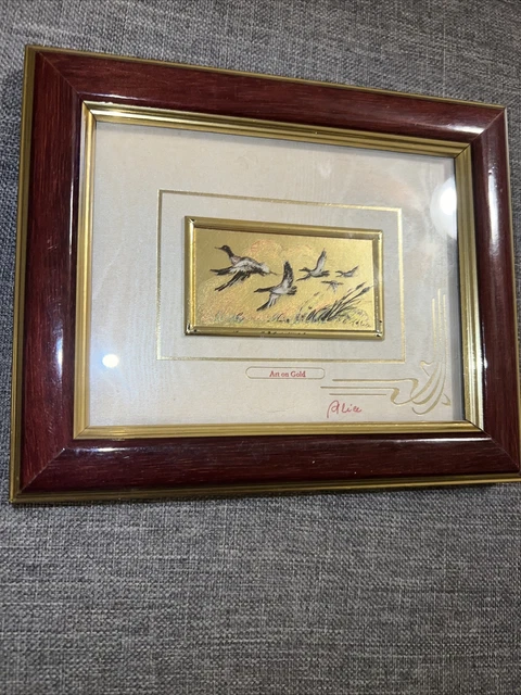 GOLDART Miniature Painting Silk Screen Gold Volo Geese Duck by Alice & Ernandez