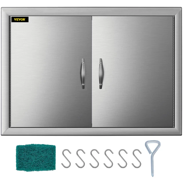 VEVOR 19"x28" Stainless Steel BBQ Island Double Access Door for Outdoor Kitchen