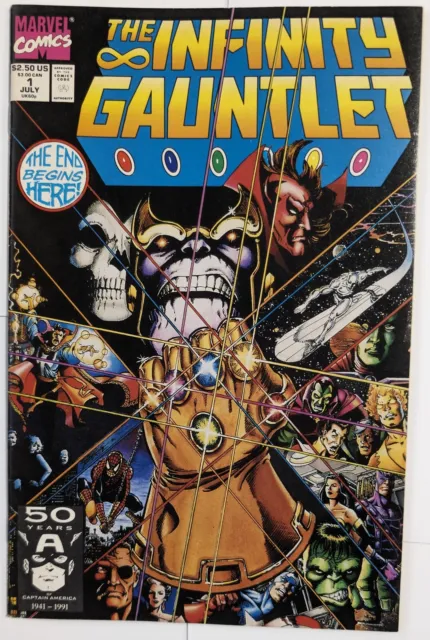 Infinity Gauntlet #1 signed by Jim Starlin and George Perez 1991 Marvel Comics
