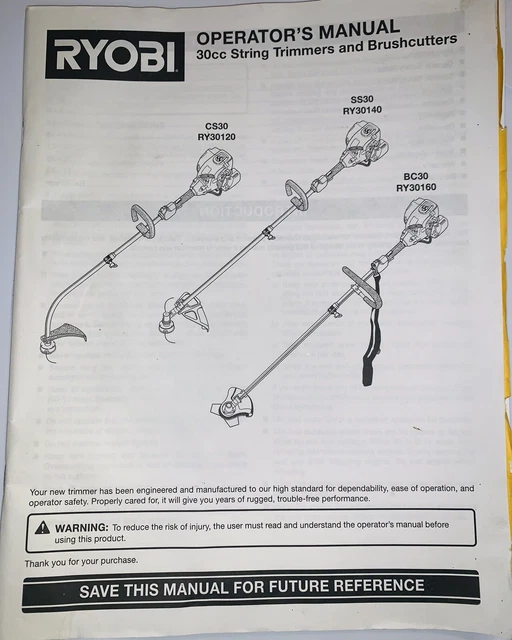 RYOBI OPERATOR’S MANUAL 30cc String Trimmers and Brushcutters 7.00
