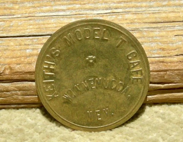 old WINNEMUCCA NV NEVADA (HUMBOLDT CO) "KEITHS MODEL T CAFE" BRASS 25c var TOKEN