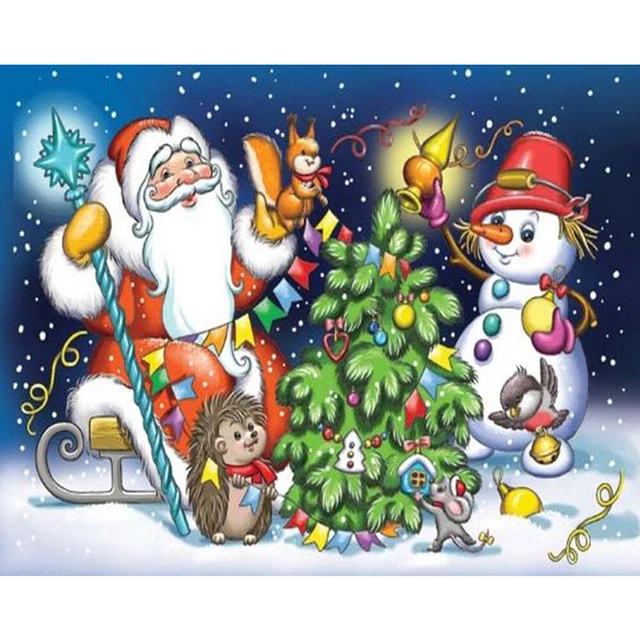 Pintura al óleo de Santa Claus por números lona dibujo hágalo usted mismo decoración navideña (M911) HY#U