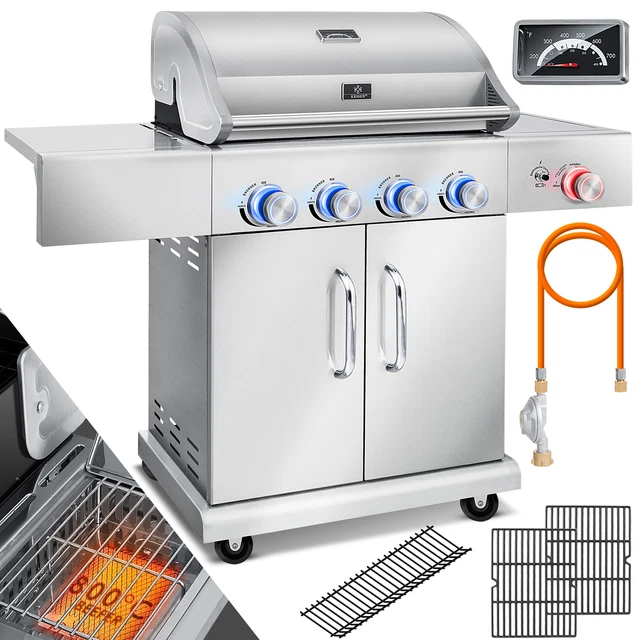 RETOURE Gasgrill BBQ Grillwagen 4+1 Brenner Edelstahl XXL Gas Grillen Garten