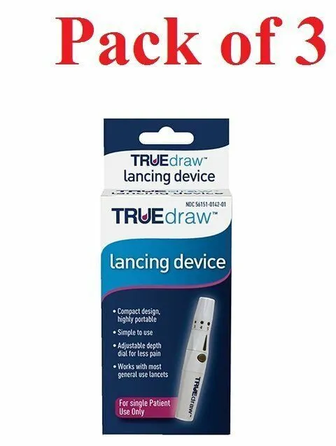 Pluma dispositivo de lanzamiento Truedraw prueba de glucosa en sangre para diabéticos un solo uso paquete de 1 ct 3