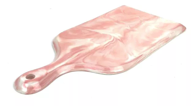 Pink White Marble Finish Small Ceramic Cutting Board Cheese Fruit Serving Tray