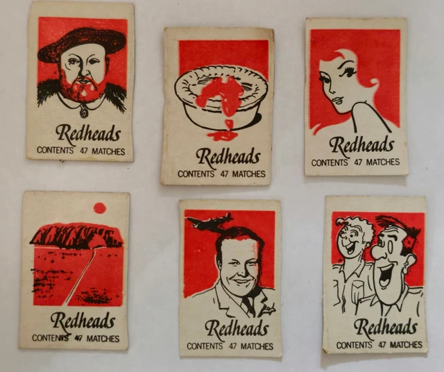 Matchbox Label COLLECTION OF REDHEADS FAMOUS Matchbox Label series x6 As pictured ...