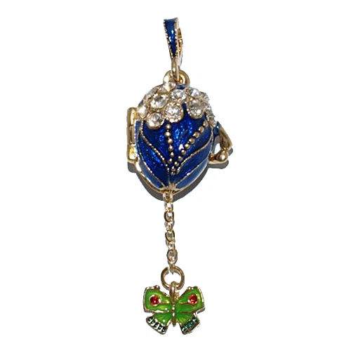 Pendentif Oeuf Style Fabergé Rouge Rubis avec 18 Cristaux et sa chaîne