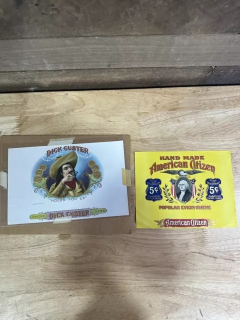 Vintage Pair Of American Citizen And Dick Custer Cigar Box Labels