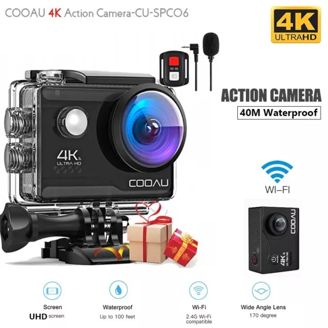 Action Camera 4K/20MP Sports WiFi Cam with EIS Underwater Cam & Remote Control