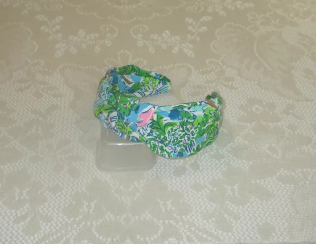 Handmade Preppy Wide Lilly Pulitzer On Vacation Fabric Top Knot Headband