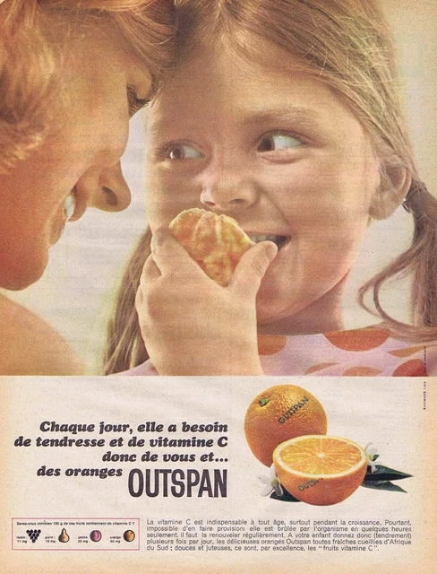 PUBLICITE ADVERTISING 045 1965 OUTSPAN oranges d'Afrique du Sud