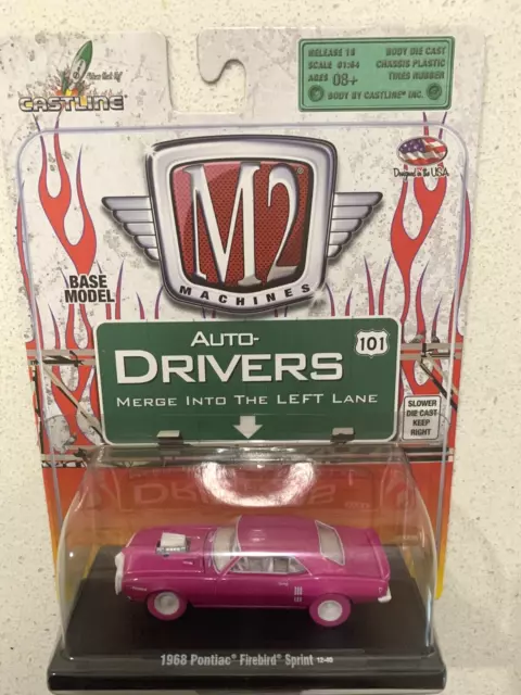 M2 Auto-Drivers 1968 PONTIAC FIREBIRD SPRINT Chase Piece Pink & White 8+ RRs