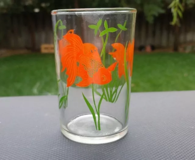 Crystal Libbey Gold Fish Juice Glass / Tumbler 6 oz. 3½" Tall