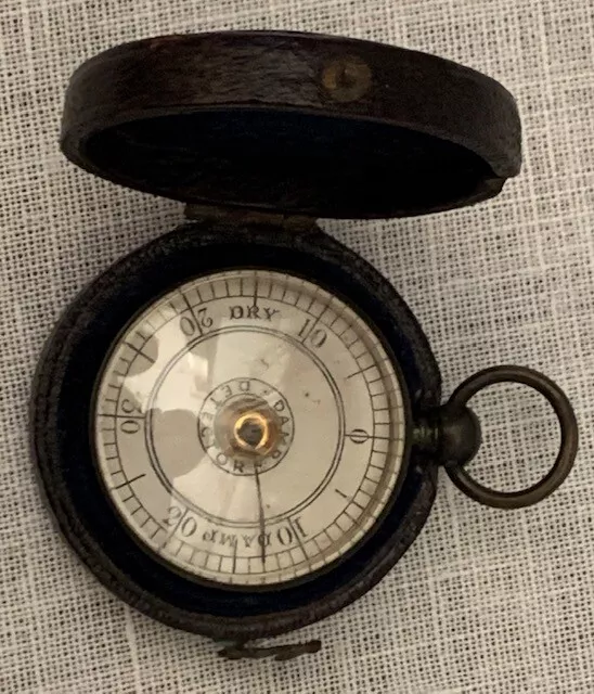 Antique Victorian pocket fob damp detector humidity barometer in compass style t