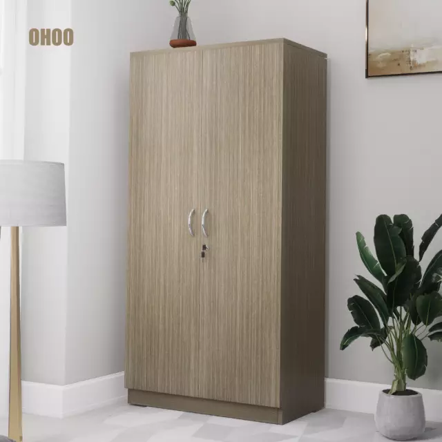 2 Door Storage Cupboards Wooden Storage Cabinet Office Cupboard Wardrobes 180cm