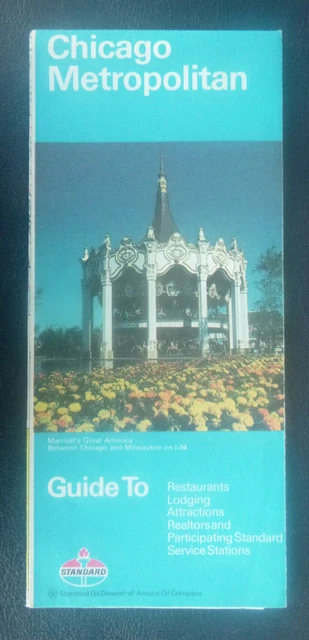 1978 Chicago Metro road map Standard oil gas Marriott's Great America streets