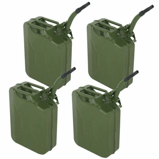 4x Jerry Can 5 Gallon 20L Oil Army Gas Can Military Steel Tank with Spouts Green