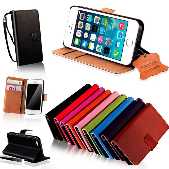 Genuine Real Leather Wallet Case for iPhone 5 5S 5C