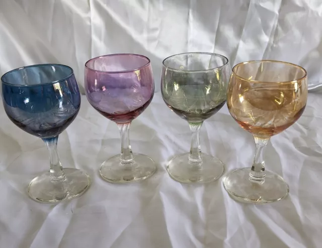 Set Of 4 Vintage Brandy/ Wine Glasses.  Some Imperfections