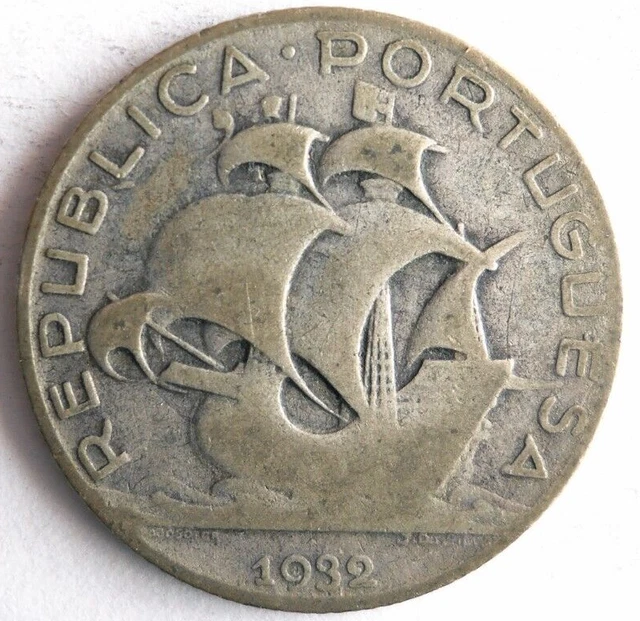 1932 PORTUGAL 2.50 ESCUDOS - UNCOMMMON Vintage Silver Coin - lot #S28