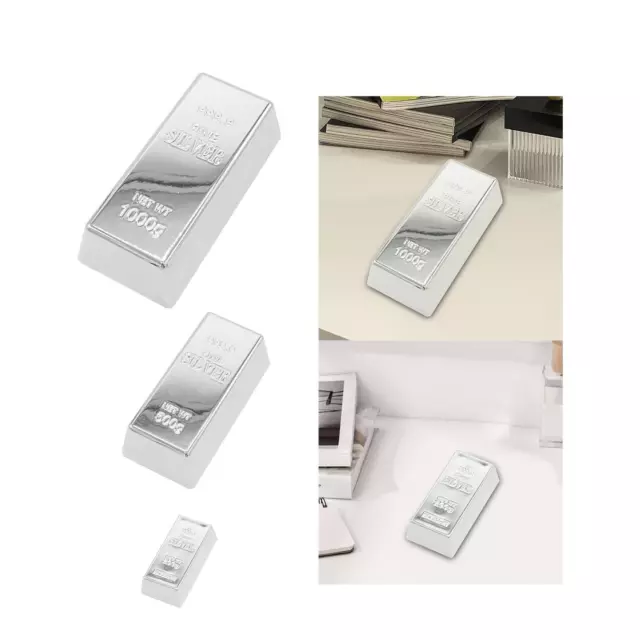 Fake Silver Bullion Realistic Silver Bar Door Stop Simulated Silver Brick for