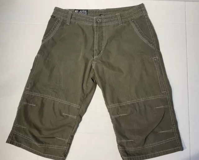 Kuhl Shorts Mens Size 34x16 Cotton Nylon Cargo Green 16” Inseam Mountain Hiking