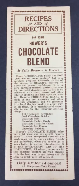 F W Hower Hower's Chocolate Cocoa Allentown PA Recipes Directions Ad Candy Milk