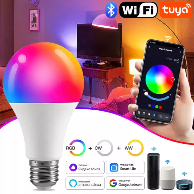 LED Smart Leuchtmittel WiFi Lampe dimmbar RGB CCT Birne E27 Alexa Google 15W 2