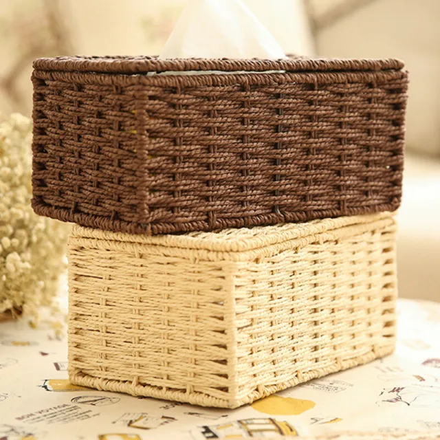 1X Woven Weave Napkin Box Tissue Paper Storage Case Toilet Car Home Napkin Box