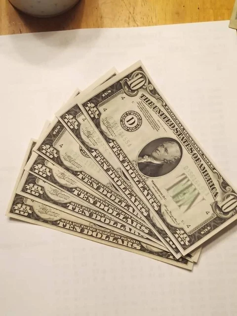 Lot of 6 1934 A ten dollar notes