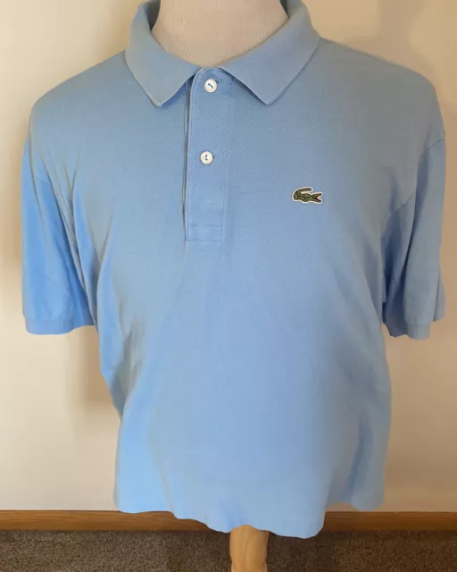 Lacoste Light Blue Short Sleeve Polo Shirt Mens Size 8 Reg Fit Croc Logo