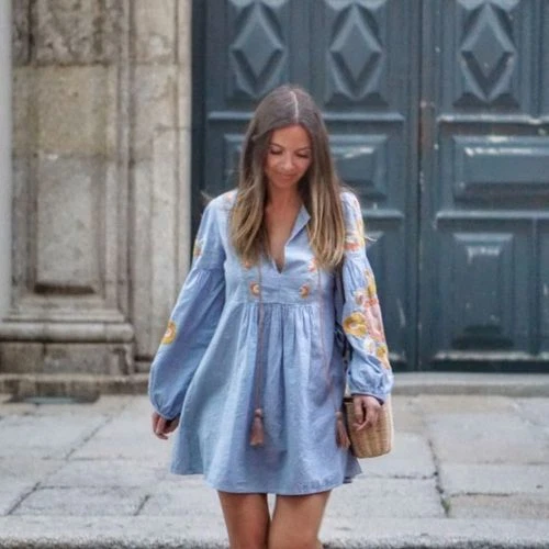 ZARA NEW SS17 Sky Blue Floral Embroidered Short Dress Size M L Ref 6895 069  50.99 - PicClick UK