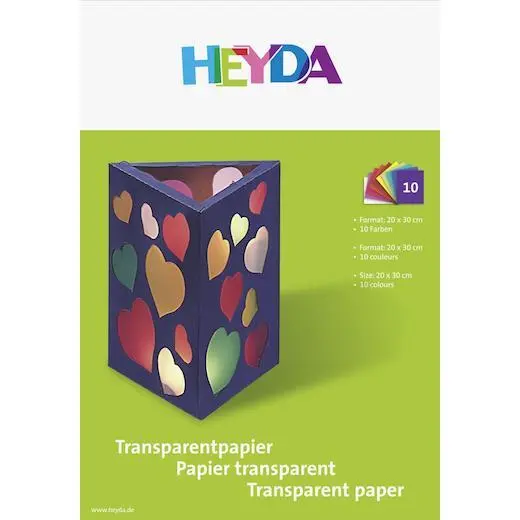 Papel transparente Heyda 20cm x 30cm 42gsm 10 piezas surtido