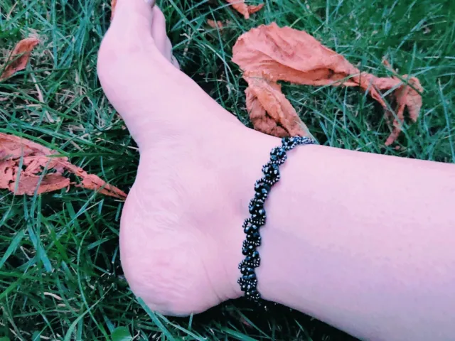 Black Gothic Anklet. Black Goth Anklet.Tattoo Anklet. Black Beach Anklet.
